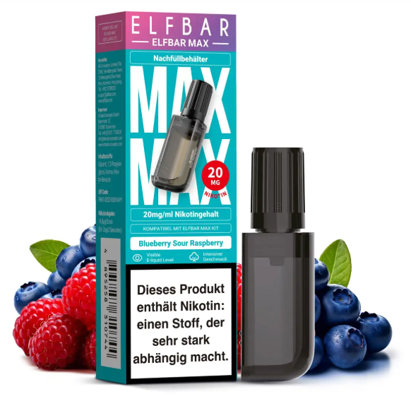 ELF Bar MAX - Náhradná náplň - Blueberry Sour Raspberry - 10 ml - 20 mg/ml